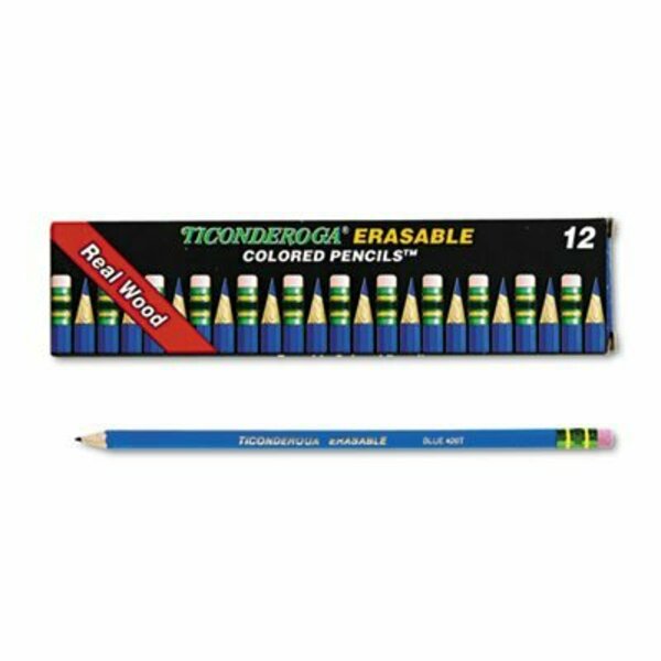 Dixon Ticonderoga Ticondroga, ERASABLE COLORED PENCILS, 2.6 MM, 2B #1, BLUE LEAD, BLUE BARREL, DOZEN 14209